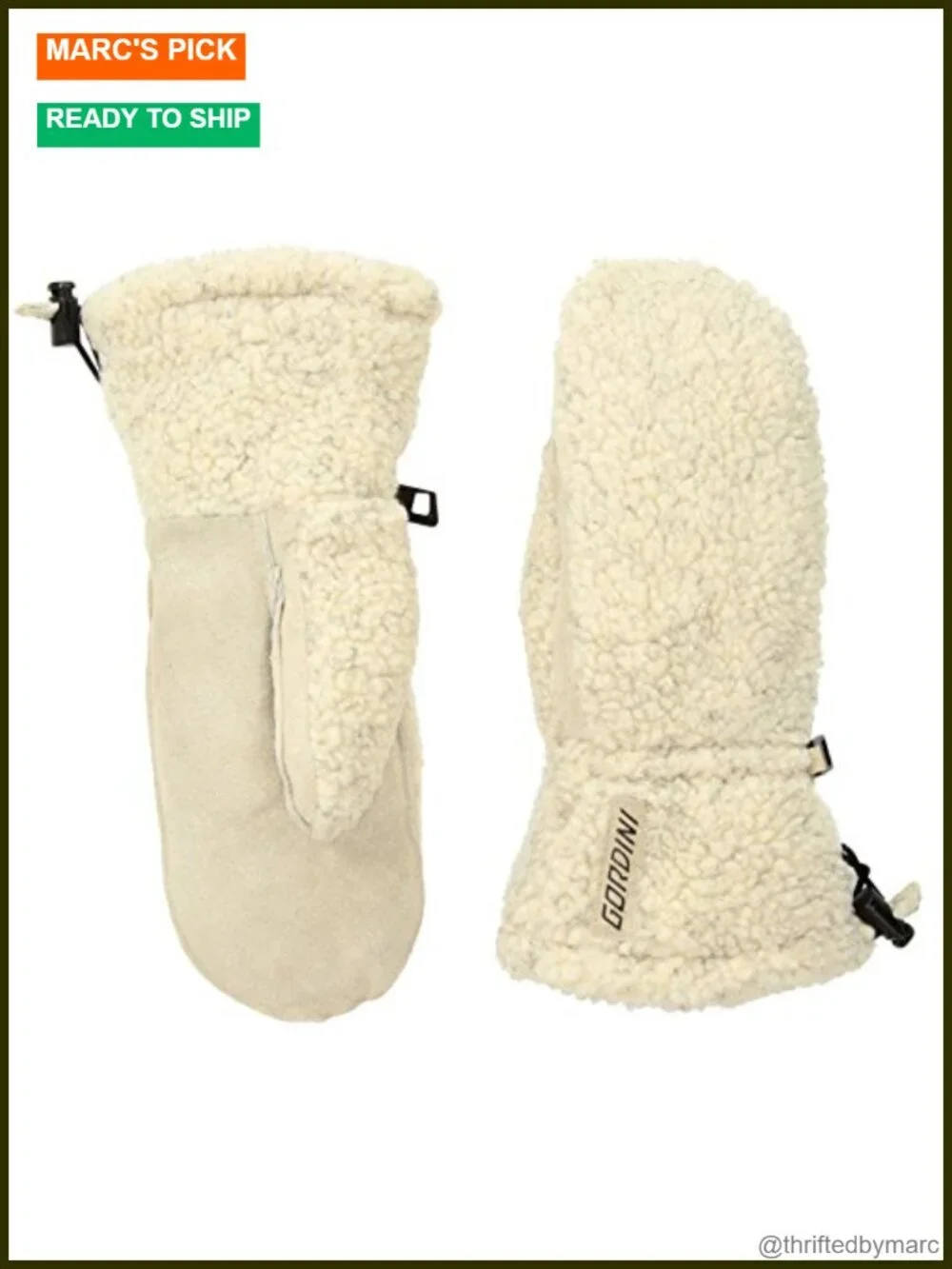 Sherpa Fleece Insulated Mittens with Suede Palm for Women